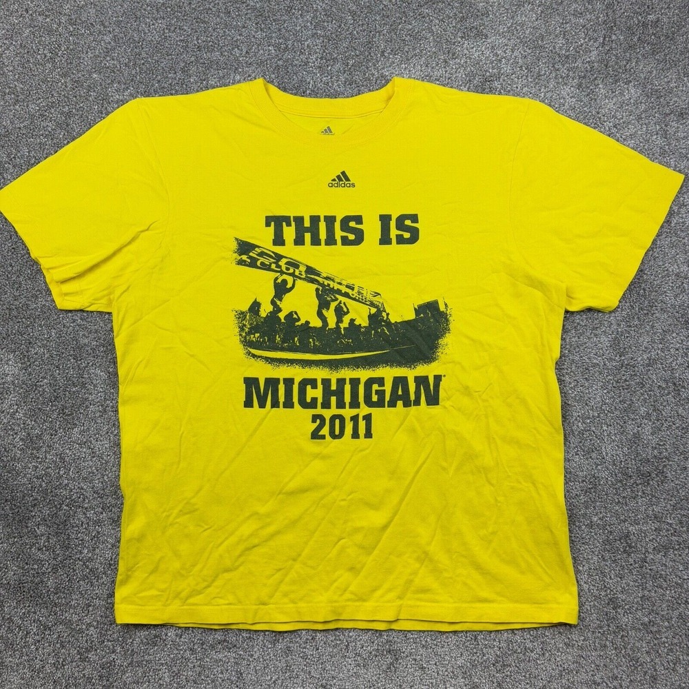Michigan Wolverines Football Shirt Mens‎ 2XL Yellow Adidas 2011 Football Season